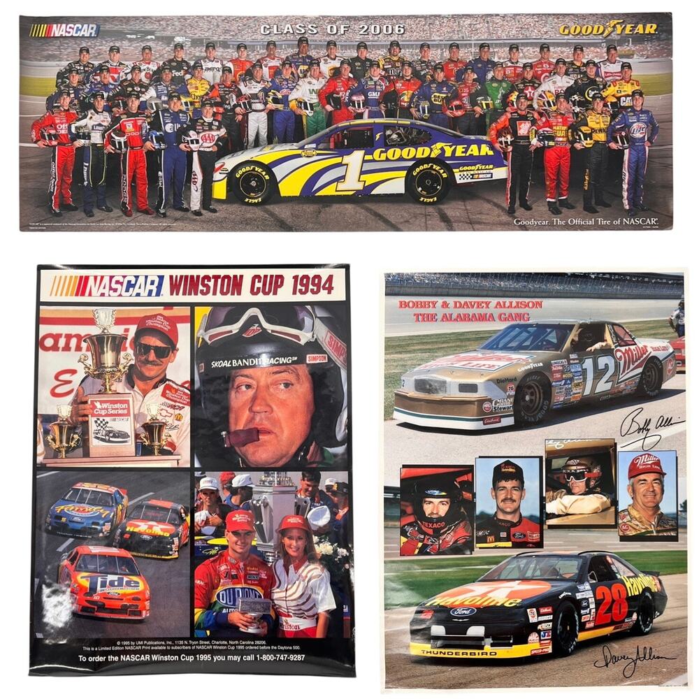 Vintage NASCAR Posters 90s Y2K Racing Set of 3 Winston Cup Alabama Gang